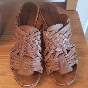 Ralph Lauren BOHO Brown Leather Heeled Sandals